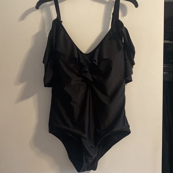 MARILYN MONROE Brand Onepiece swimsuit Bathing Suit OFF SHOULDER black LARGE - Picture 3 of 3